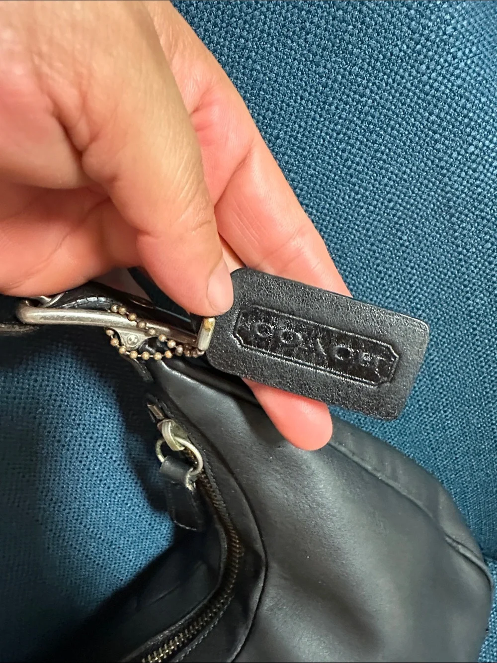 Coach Black Leather Hobo Bag with silver Hardware